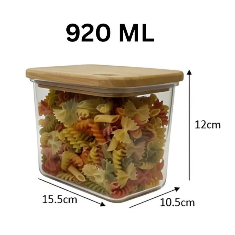 Airtight 920 ML Glass Container With Wooden Lid
