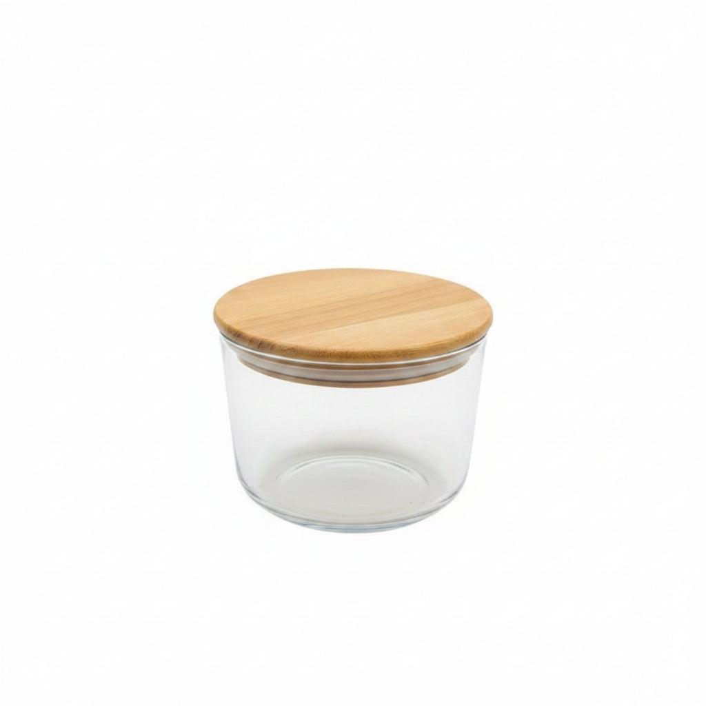Airtight 1000 ML Glass Container With Wooden Lid