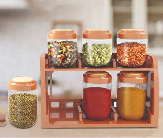 Spice Rack With 6 Airtight Jars