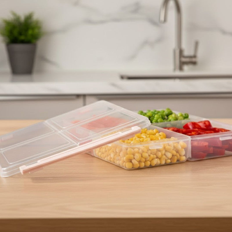 Big 4 Section Freezer Airtight Plastic Box With Lid