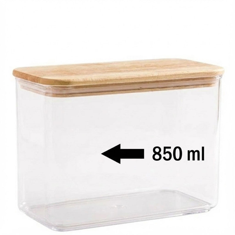 Rectangular Airtight Wood Top Canister