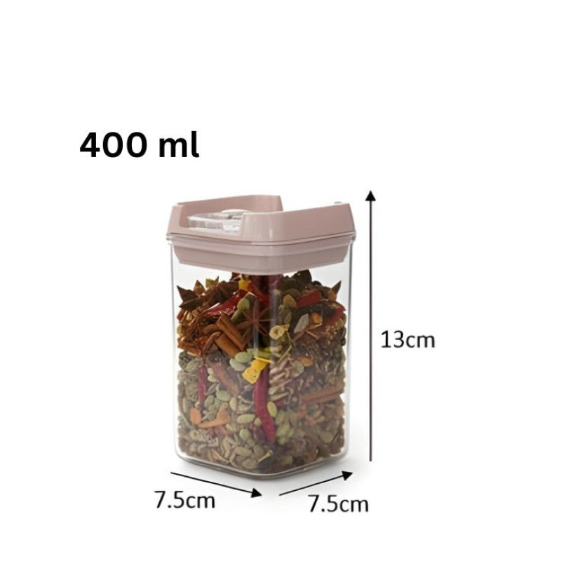 Airtight 400 ML Plastic Square Jar For Multi Use