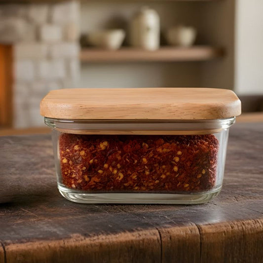Airtight 180 ML Glass Container With Wooden Lid