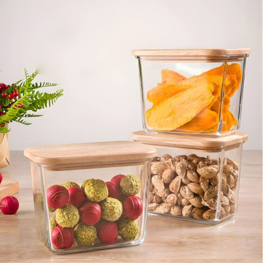 Airtight 920 ML Glass Container With Wooden Lid