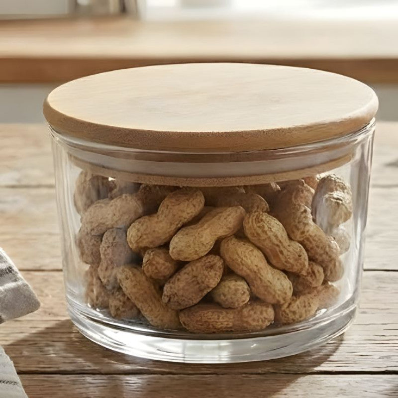 Airtight 1400 ML Glass Container With Wooden Lid