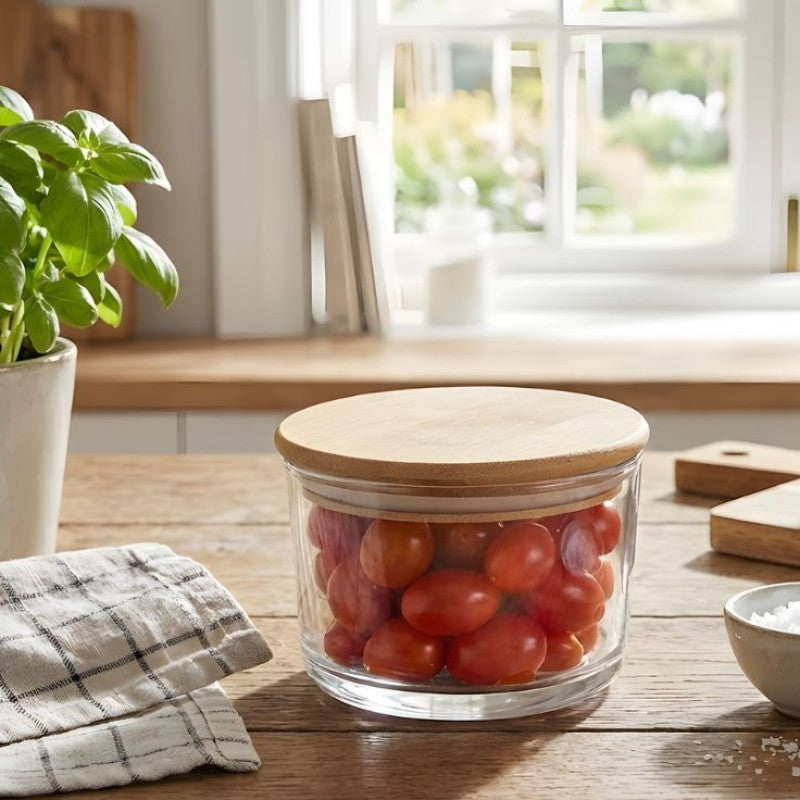 Airtight 1400 ML Glass Container With Wooden Lid