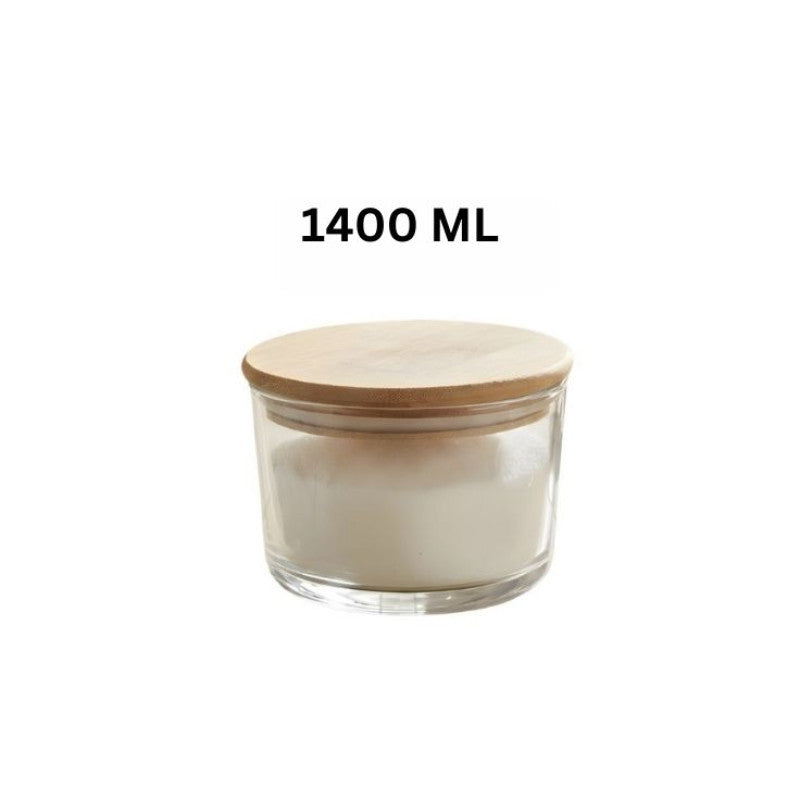 Airtight 1400 ML Glass Container With Wooden Lid